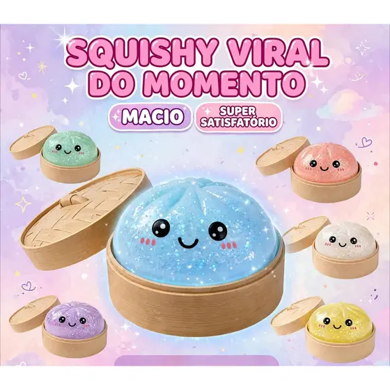 Brinquedo Squishy Mini Bao Antiestresse Bolinho Chinês Fofo Macio Variação Surpresa Fidget Toy Dumpling Squishy