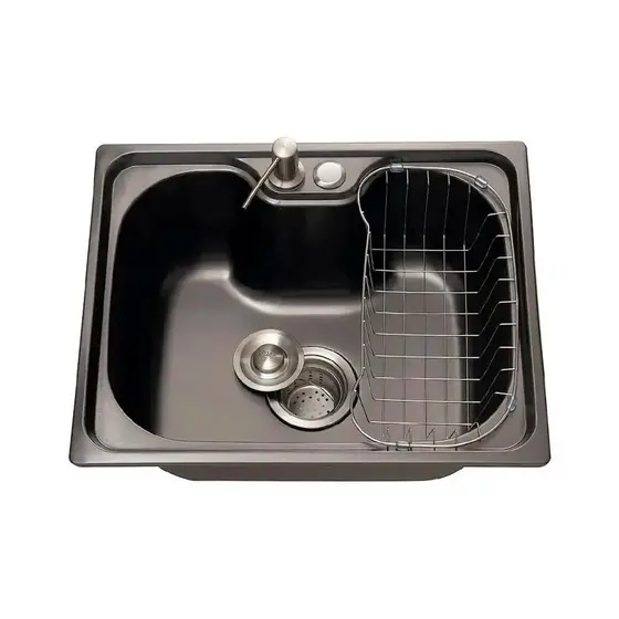 Cuba para cozinha gourmet pia aço inox com acessórios Nawa 50 cm Pingoo - Preto
