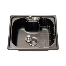 Cuba para cozinha gourmet pia aço inox com acessórios Nawa 50 cm Pingoo - Preto