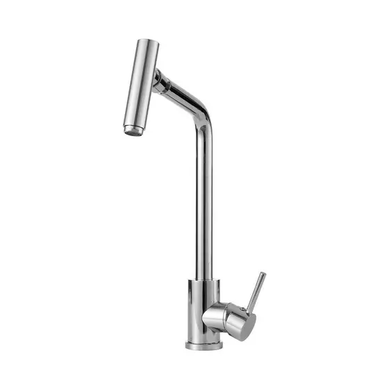 Torneira Para Cozinha Gourmet Misturador Monocomando Aço Inox 304 Utinga Pingoo - Prata Cromado