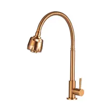 Torneira Para Cozinha Em Aço Inox Jaguaribe Pingoo - Dourado Rose