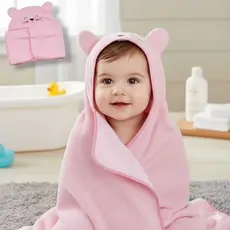 Toalha de Banho Bebe Bordada Olhinhos Dupla Face Capuz Forrada Tecido Fralda 100% Algodão Misto 80cmx70cm