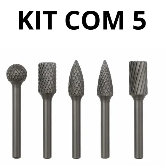 Kit 5 Limas Rotativas para Esmerilhadeira e Furadeira – Aço de Alta Dureza para Madeira, Plástico e Fibra
