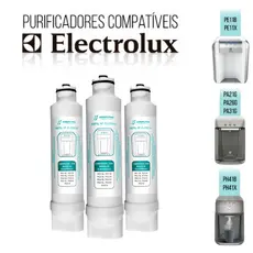 1, 2 ou 3 Refil Filtro Purificador Compatível Electrolux PE11X PE11B PA21G PA31G PC41B PC41X PH41B