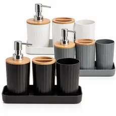 Kit Banheiro 4 Peças Porta Escova de Dente Porta sabonete Liquido Banheiro Porta Escova e Bandeja
