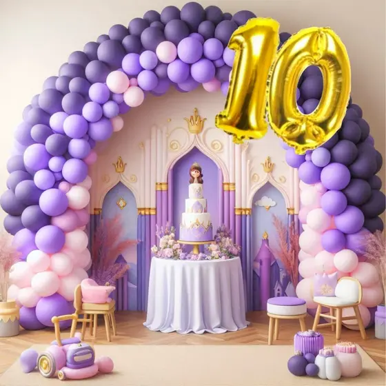 Kit Arco Desconstruído Lilás Premium Decoração Festas Eventos *150 itens* Princesa Princesinha Sofia
