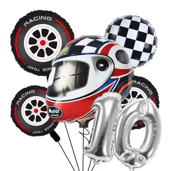 Kit Buque Capacete Piloto Carros Moto Balões Metalizado Personagem Festa Infantil Adulto Decoração