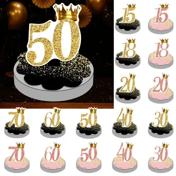 Apliques 3D Personagem 15 18 20 30 40 50 60 e 70 Anos Happy Birthday + Latinhas OU Caixa Acrílica