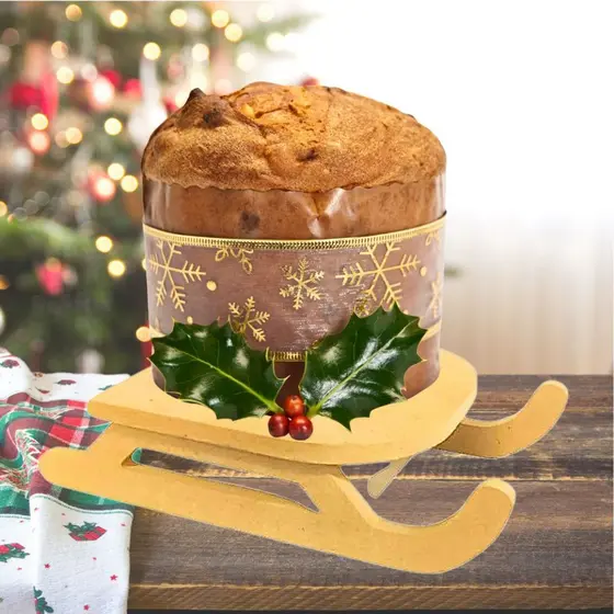 Porta Panetone Trenó Papai Noel MDF Decoração Natalina Mesa Posta Natal