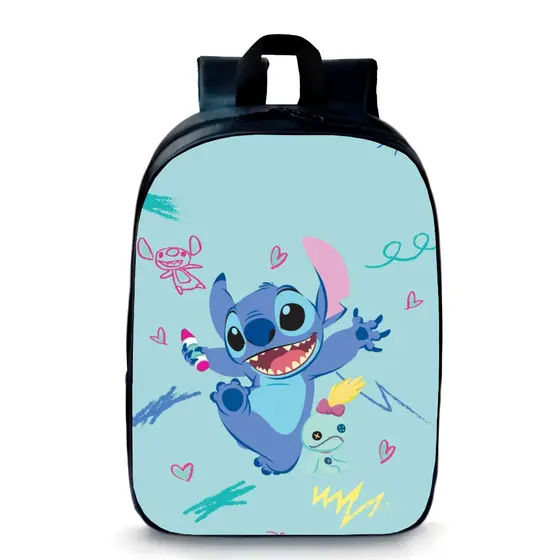 Mochila pequena pré escola creches passeios personagem stitch angel estampas variadas kids