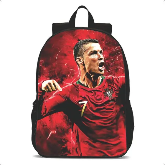 Mochila Infantil Escolar Cristiano Ronaldo CR7 Futebol Portugal Meninos