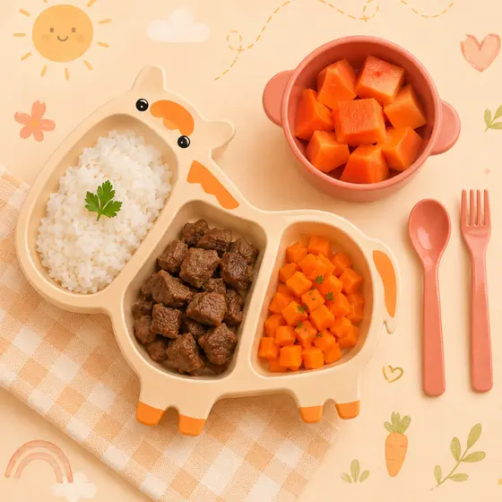 Kit Papinha Cavalo Refeição Infantil com Prato Bowl Talher Plástico