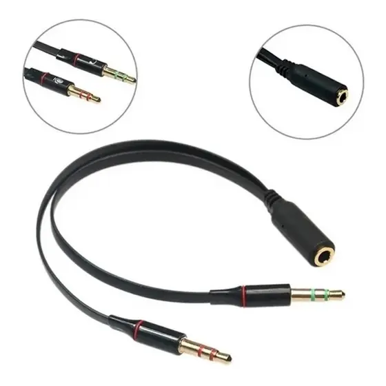 Cabo Adaptador P3 Femea Headset Para 2 P2 M Audio Microfone