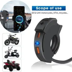 Carregador Universal QC3.0 Para Moto Tomada Com USB E Tipo C Carrega Celular 48W À Prova D'água