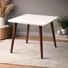 Mesa Infantil em MDF 60x60cm com Pés em Madeira Maciça Envio Imediato Criança Promoção Neutro