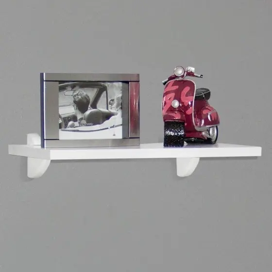 1 Prateleira Lisa Mdf 15mm Branco 60 x 20 Cm, Com 2 Suporte Bico de Tucano , 2 Bucha e 2 Parafusos