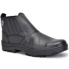 Botina Bota Couro Trabalho EPI Antiderrapante Resistente Elástico Confortável Masculina Resistente