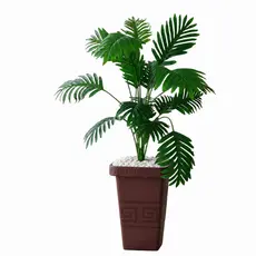 Planta Artificial Arranjo Palmeira Toque Real + Vaso Grande Decorativo Completo