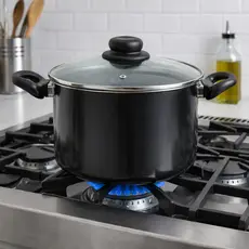 Caldeirão Tampa de Vidro Alças Baquelite Borda Inox Panela Indução