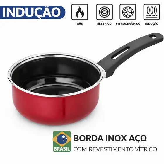 Panela Papeiro Borda Inox Cabo Baquelite Aço Cozinha