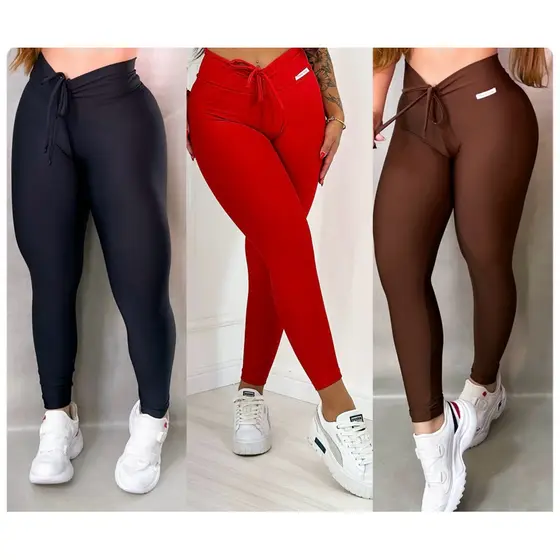 CALÇA Leggings com Cordinha Gringa Moda Fitness Academia Feminina Gym