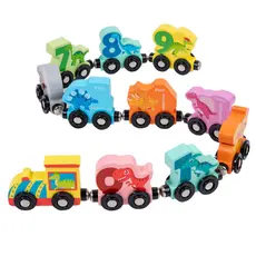 Trem Magnetico de Madeira com Blocos Numéricos Coloridos Brinquedo Pedagógico para Crianças
