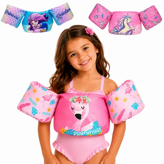 Boia Colete Salva Vidas Flutuador Infantil Até 25kg Não Fura Para Praia e Piscinas Estampas De Meninas