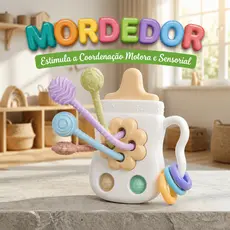 Mordedor Bebê Corda Sensorial Montessori Silicone Puxa Mastigável com Botões Coloridos Brinquedo