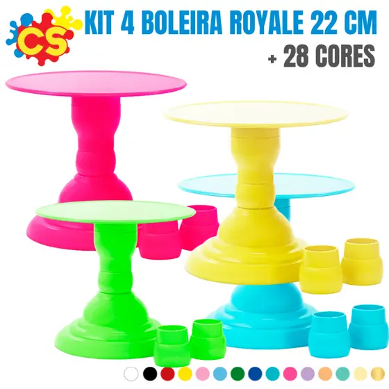 Kit 4 Boleira Royale 22 Cm -Suporte pra Bolos e Doces