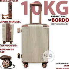 Mala De Bordo 10 Kilos Duplo Zíper ABS Roda Dupla 360 Cadeado Mala Viagem 10Kg Expansível Promocao