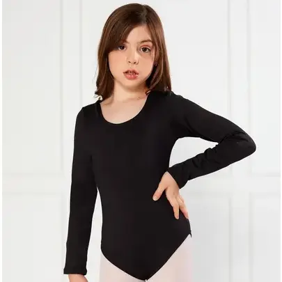 Body Manga Longa Inverno Ballet Infantil Menina Balé Juvenil