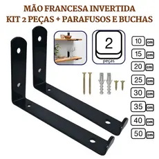 Mão Francesa Invertida 2 Peças Preta Prateleira Industrial Cantoneira Invisível Suporte Microondas com Parafusos para Instalação