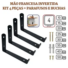 Mão Francesa Invertida 4 Peças Preta Prateleira Industrial Cantoneira Invisível Suporte Microondas com Parafusos para Instalação