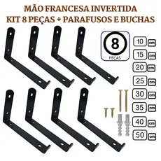Mão Francesa Invertida 8 Peças Preta Prateleira Industrial Cantoneira Invisível Suporte Microondas com Parafusos para Instalação