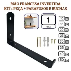 Mão Francesa Invertida 1 Peça Preta Prateleira Industrial Cantoneira Invisível Suporte Microondas com Parafusos para Instalação
