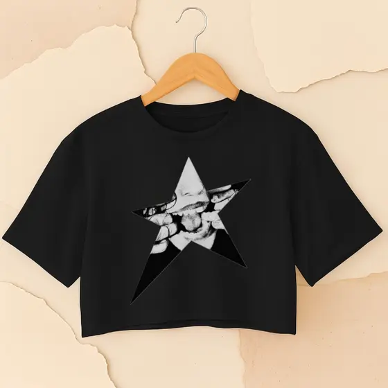 Camiseta Feminina Cropped Estampa Estrela Streetwear