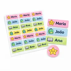 Etiqueta Escolar Personalizada 5x2cm Kit 100 Unidades Adesiva Prova D'água Papel Fotográfico Envie Sua Arte