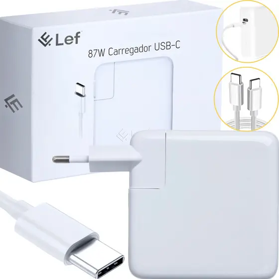 Fonte Carregador Lef Macbook Pro 2016 2017 87w Usb C Cor Branco