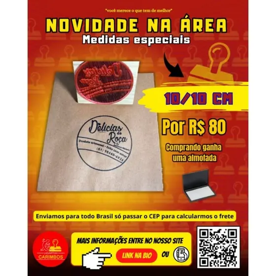 carimbo 10/10 cm com almofada