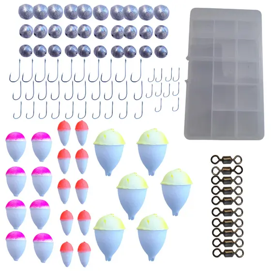 Kit Pesca Completo Estojo Chumbada Anzol Giradores Empate Boias Completo 105 Itens Promoção