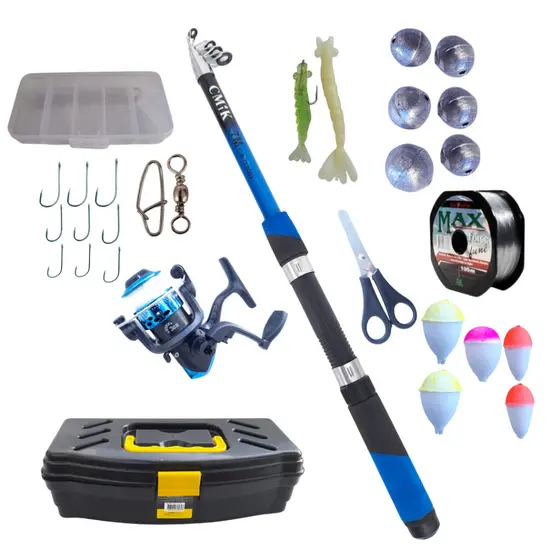 Kit Vara Pesca Telescopica Completa Com Molinete E Acessorios