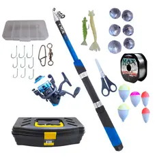 Kit Vara Pesca Telescopica Completa Com Molinete E Acessorios