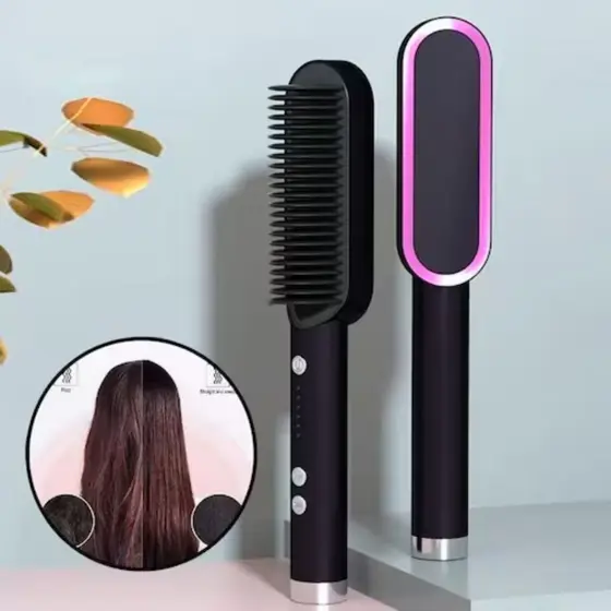 Escova Alisadora Bivolt 5 em 1 - Alisa, Alinha, Hidrata, Modela e Antiestática