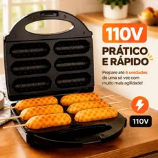 Máquina de Crepe Crepeira Elétrica Antiaderente Hot Dog Queijo Coalho Espetinho No Palito LCK 110v.XHL_HOME