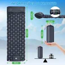 Colchão Automático Inflável Portátil Com Travesseiro Acampamento Camping Viagem Impermeável