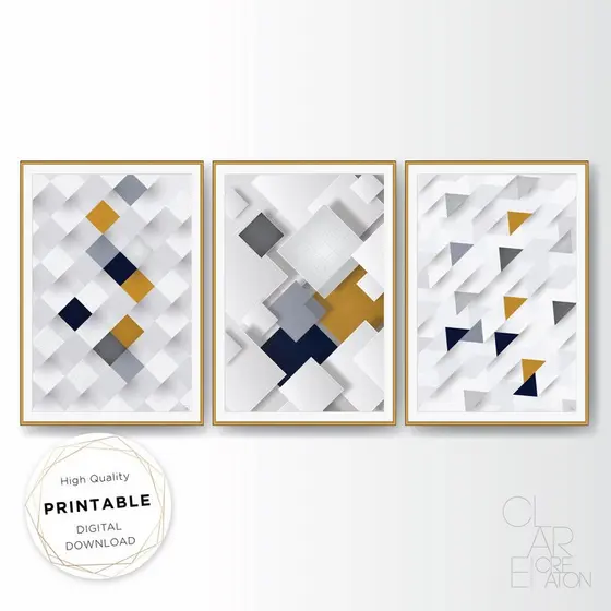 Quadros Decorativos Trio Kit 3 peças Grandes 90x60 ou 60x40 mais de 50 opções de imagens Quadro decorativo Sala Quadro decorativo Quarto Quadro decorativo Escritório Quadro decorativo Marmorizado Quadro decorativo abstrato Folhas arte quadro mosaico