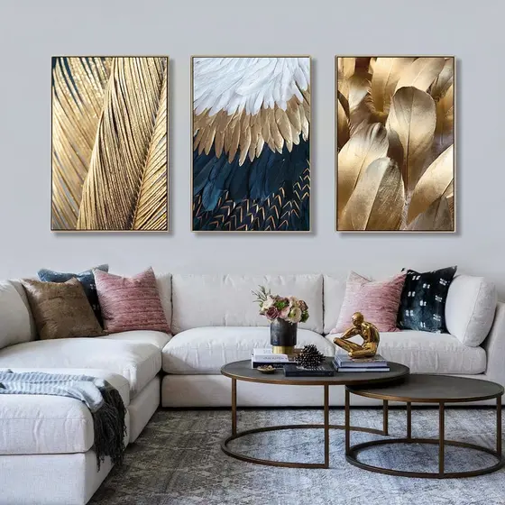 Quadros Decorativos Trio Kit 3 peças Grandes 90x60 ou 60x40 mais de 50 opções de imagens Quadro decorativo Sala Quadro decorativo Quarto Quadro decorativo Escritório Quadro decorativo Marmorizado Quadro decorativo abstrato Folhas arte quadro mosaico