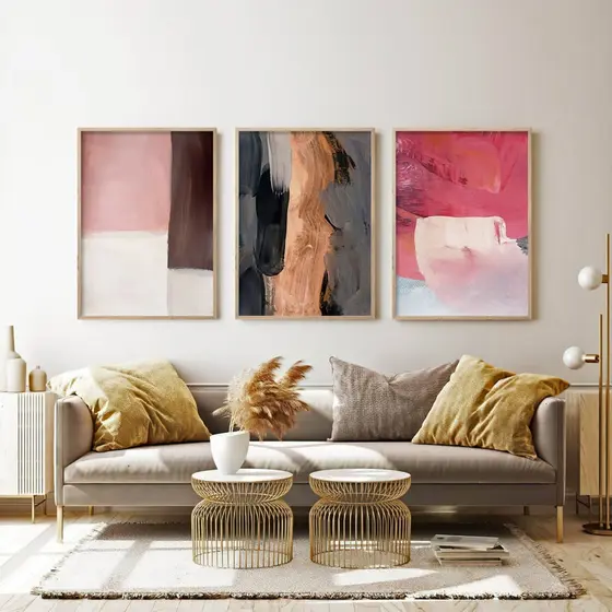 Quadros Decorativos Trio Kit 3 peças Grandes 90x60 ou 60x40 mais de 50 opções de imagens Quadro decorativo Sala Quadro decorativo Quarto Quadro decorativo Escritório Quadro decorativo Marmorizado Quadro decorativo abstrato Folhas arte quadro mosaico