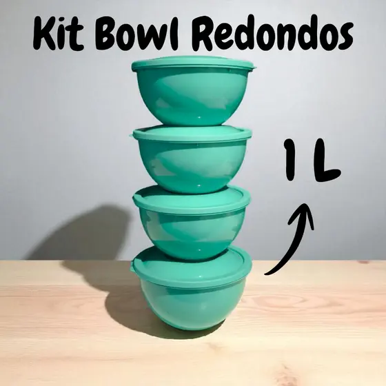 Kit Bowl com 4 Potes Redondos 1L.