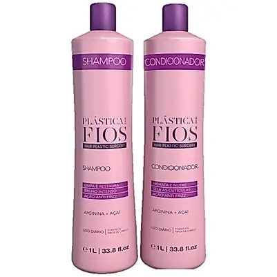 Kit Plástica dos Fios Shampoo 1 litro e Condicionador 1 litro